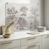 Spritzschutz Landschaft mit Gartenlandschaft in Beige - Ms Tiff 