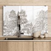 Spritzschutz Wald mit Waldlandschaft in Beige - Ms Tiff 
