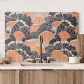 Spatscherm schelpmotief in oranje-blauw - Treechild 