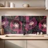 Spritzschutz Florale Blütenpracht in Purpurtönen - Anis Illustration - Panorama 