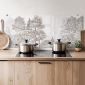 Spritzschutz Wald mit Waldlandschaft in Beige - Ms Tiff - Panorama 