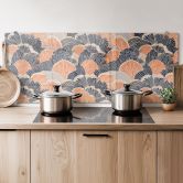 Spritzschutz Muschelmuster in Orange-blau - Treechild - Panorama 