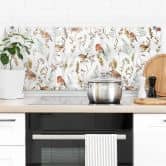 Spritzschutz Spatzen und Rotkehlchen - UN Designs - Panorama 