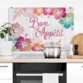 Spritzschutz Transparent - Bon Appetit - Lotusblüten 