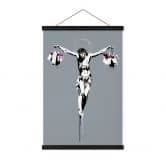 Stoffbild Banksy - Jesus Christus mit Einkaufstüten 