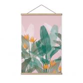 Stoffbild Botanische Illustration in Grün und Rosa - Goed Blauw 