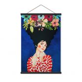 Affiche textile Femme avec des fleurs dans les cheveux - Hülya 