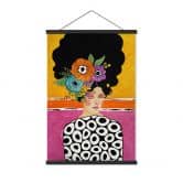 Affiche textile Femme à la couronne de fleurs multicolores - Hülya 