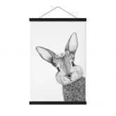 Stoffbild Niedlicher Hase mit Kamillenblumen - Korenkova 