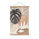 Stoffbild Boho Monstera Pflanze in Naturtönen - Melloi Art Prints 