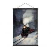 Stoffbild Dampflok im verschneiten Wald - Melloi Art Prints 