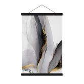Textielposter Abstracte compositie in goud en grijs - Shelest 