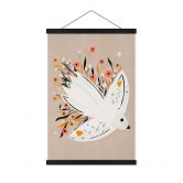 Affiche textile Colombe de la paix avec petites fleurs - Bloom 