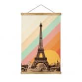Affiche textile Bodart - Tour Eiffel rétro avec arc-en-ciel 