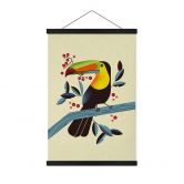 Stoffbild Tropischer Vogel - Tukan - Braun 