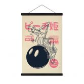 Textielposter Miley Peach met sloopkogel - Japans - Gomes 