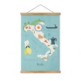 Affiche textile Carte de l'Italie - Rivers 