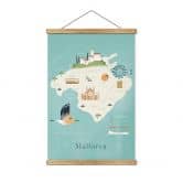 Stoffbild Karte von Mallorca - Reisemotiv - Rivers 