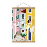 Stoffbild Sommerliche Häuser Illustration - Tomljanovic 