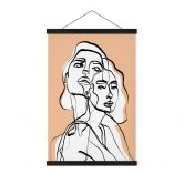 Stoffbild Line Art Porträt von zwei Frauen - Treechild 