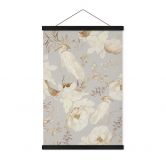 Affiche textile Oiseaux parmi les fleurs blanches - UN Designs 