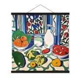 Stoffbild Obst und Gemüse auf dem Küchentisch - Inspiriert von Matisse - Zamart 