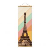 Textile poster Bodart - Retro Eiffel Tower with Rainbow 
