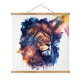 Stoffbild Heine - Mächtiger Löwe im Sternenhimmel - Astro Cruise - Quadratisch 