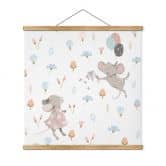 Stoffbild Kleine Mäuse mit Luftballons - UN Designs 