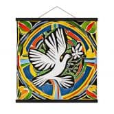 Stoffbild Bunte Friedenstaube - Inspiriert von Matisse - Zamart - Quadratisch 