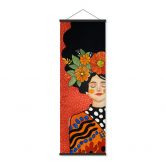 Stoffbild Lächelnde Frau mit orangen Blumen - Hülya - Panorama 