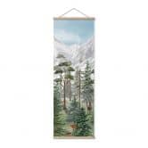 Affiche textile Animaux de la forêt alpine verte - Kikki Belle - Panorama 