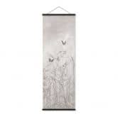 Textielposter wilde bloemenweide met vlinders in Scandinavisch design - Ms Tiff - Panorama 