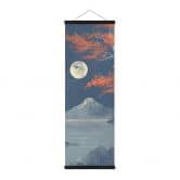 Affiche textile pleine lune sur le sommet du Fuji-san - Roze - Panorama 