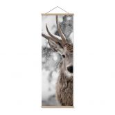 Affiche textile Cerf dans les rafales de neige - Strigel - Panorama 