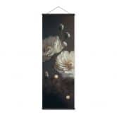 Stoffbild Weiße Blumen mit Goldstaub - Treechild - Panorama 