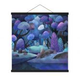 Textile poster enchanted forest in midnight blue - DigitalArtsi 