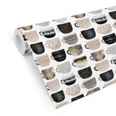 Patroonbehang Fredrikson Koffiekopjes - Black & Gold 