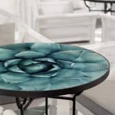 Tischplatte aus Glas - Agave 02 - Rund 