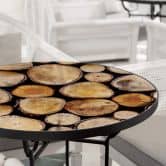 Tischplatte aus Glas - Wood Slices - Rund 