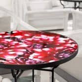 Tischplatte aus Glas - Rote Blütenpracht - Rund 