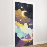 Door film for children's room - Dragon flight through starry clouds - DigitalArtsi - Selbstklebende Türdeko 