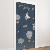Door film children's room - Hot air balloons night - Kvilis - Self-adhesive door decoration 