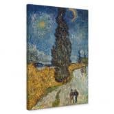 Leinwandbild van Gogh - Landstraße mit Zypresse und Stern 