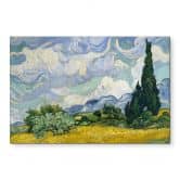 Wandbild van Gogh - Weizenfeld mit Zypressen - Alu-Dibond 