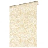 Versace Home Vliestapete Blumen florale Luxus Designer Tapete Beige Creme  