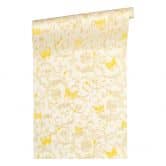 Versace wallpaper Vliestapete Butterfly Barocco Barocktapete mit Ornamenten silber, gelb, creme 
