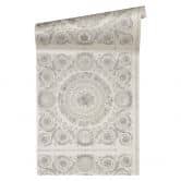 Versace wallpaper Vliestapete Heritage Barocktapete mit Ornamenten silber, grau 