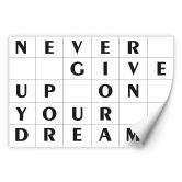 Wallprint mit Raster - Never give up on your dreams 