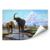 Wallprint - Kuhnert - Elefanten an der Wasserstelle 